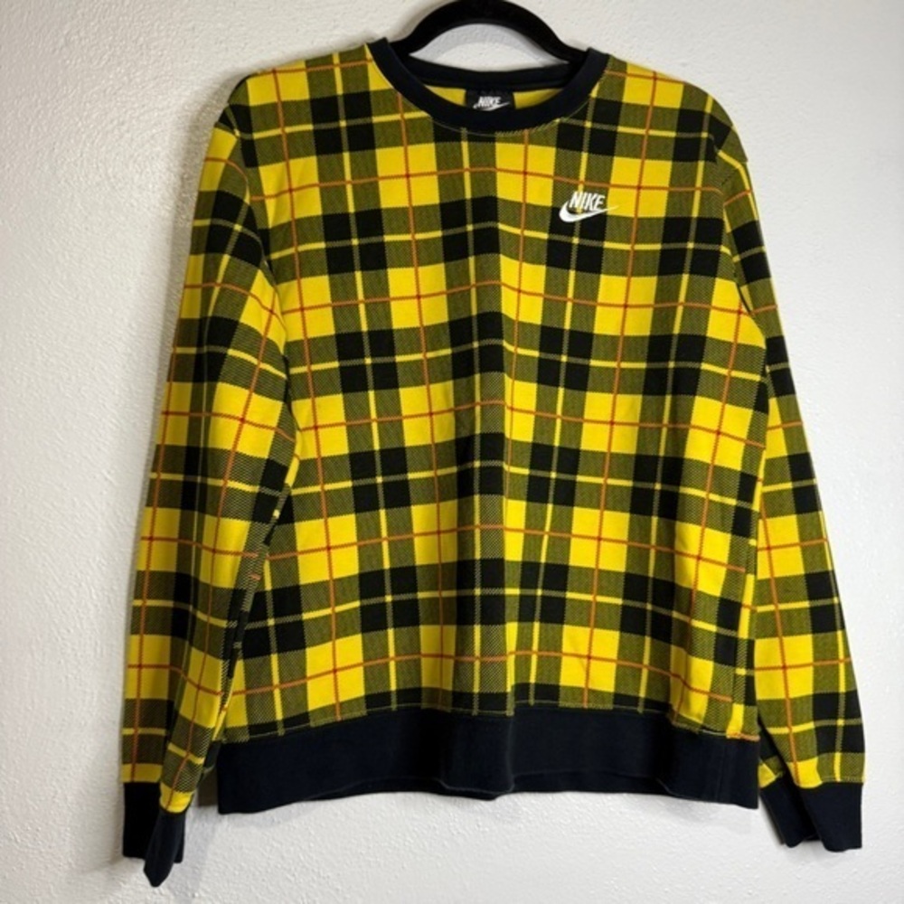 Nike Woman’s Vibrant Yellow Plaid Long-Sleeved Cotton Blend Shirt. Sz SP.